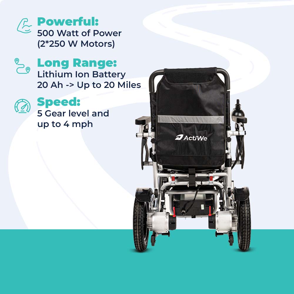 Actiwe WX8000 Long Range Electric Wheelchair Deluxe Series